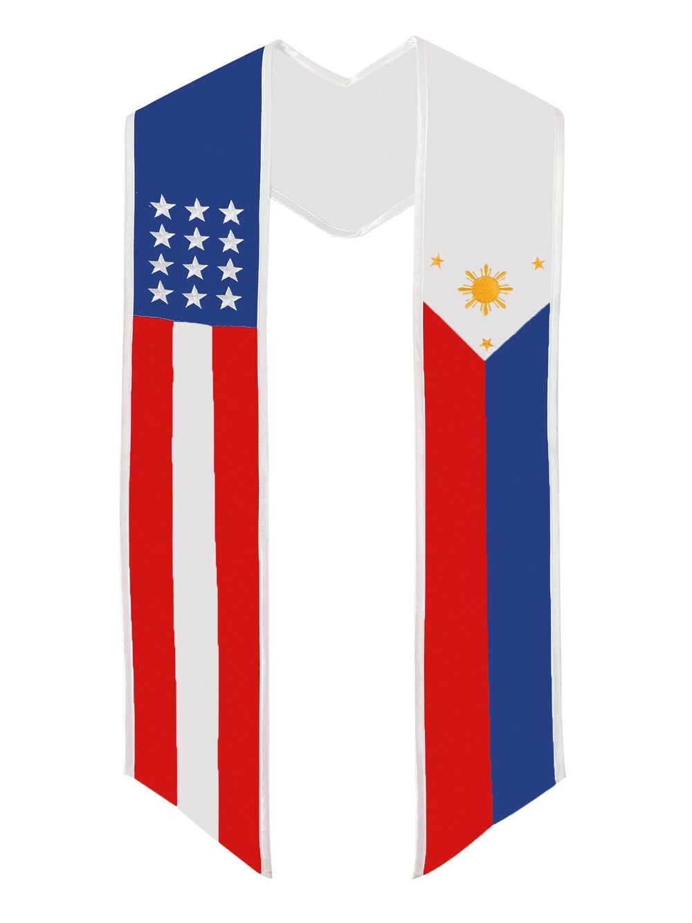 1005 Unisex National Flag Graduation Stole Embroidery Sash for Study Aboard